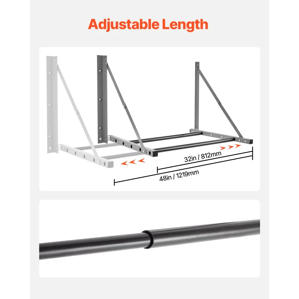 VEVOR Wall Mounted Folding Tire Rack, 32" - 48" Adjustable Tire Rack, Q235 Heavy-Duty Steel Tire Storage Rack for R14-R20 inch Standard Tires, Max 300lbs Load Capacity for Garage Workshop Repair Shop