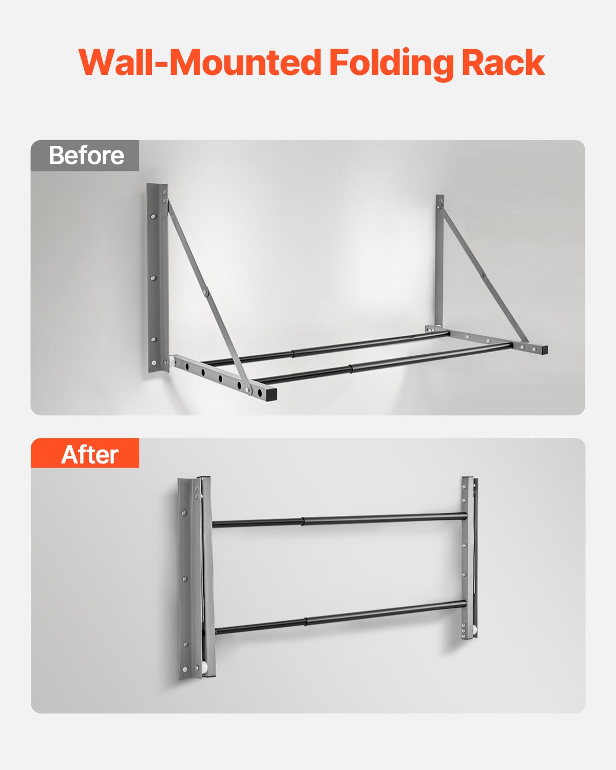 VEVOR Wall Mounted Folding Tire Rack, 32" - 48" Adjustable Tire Rack, Q235 Heavy-Duty Steel Tire Storage Rack for R14-R20 inch Standard Tires, Max 300lbs Load Capacity for Garage Workshop Repair Shop