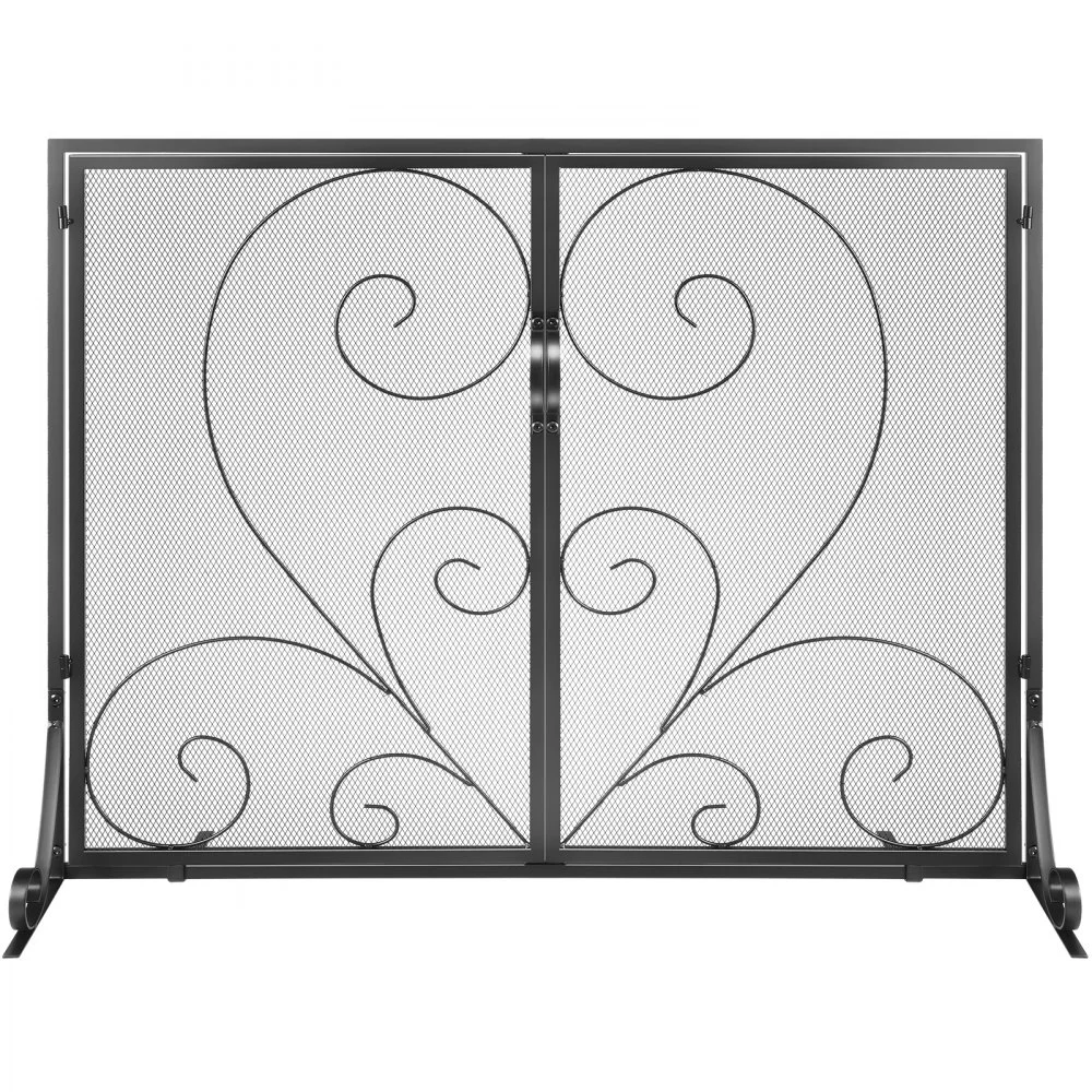 Pantalla para chimenea VEVOR de 1 panel con puerta, malla de hierro resistente, 99 cm (largo) x 80 cm (alto), fácil de instalar, rejilla cortafuegos independiente para sala de estar, decoración vintage.