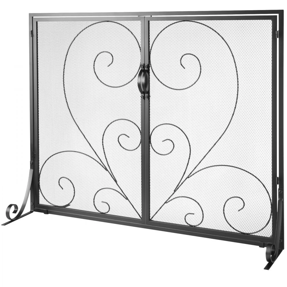 Pantalla para chimenea VEVOR de 1 panel con puerta, malla de hierro resistente, 99 cm (largo) x 80 cm (alto), fácil de instalar, rejilla cortafuegos independiente para sala de estar, decoración vintage.