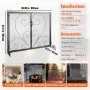Pantalla para chimenea VEVOR de 1 panel con puerta, malla de hierro resistente, 99 cm (largo) x 80 cm (alto), fácil de instalar, rejilla cortafuegos independiente para sala de estar, decoración vintage.
