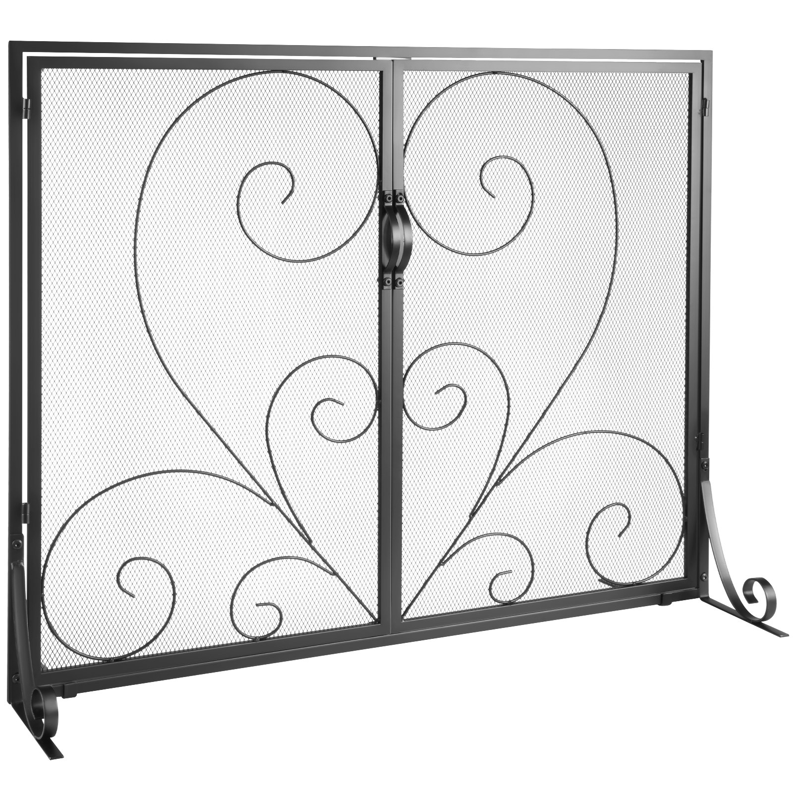 Pantalla para chimenea VEVOR de 1 panel con puerta, malla de hierro resistente, 99 cm (largo) x 80 cm (alto), fácil de instalar, rejilla cortafuegos independiente para sala de estar, decoración vintage.