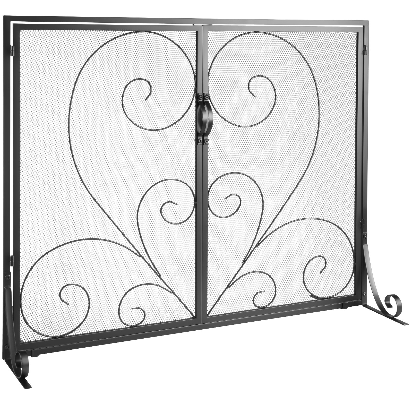 Pantalla para chimenea VEVOR de 1 panel con puerta, malla de hierro resistente, 99 cm (largo) x 80 cm (alto), fácil de instalar, rejilla cortafuegos independiente para sala de estar, decoración vintage.