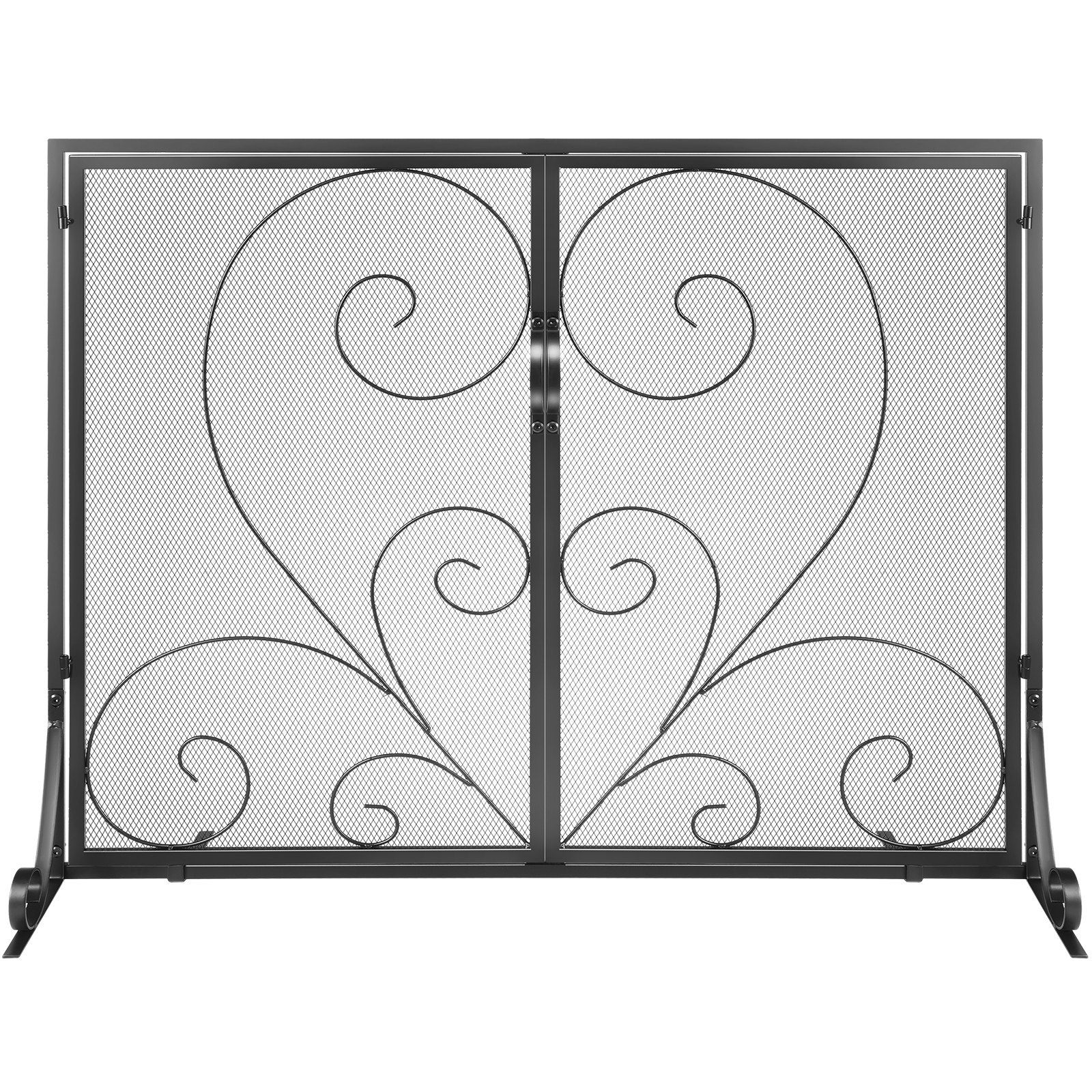 Pantalla para chimenea VEVOR de 1 panel con puerta, malla de hierro resistente, 99 cm (largo) x 80 cm (alto), fácil de instalar, rejilla cortafuegos independiente para sala de estar, decoración vintage.