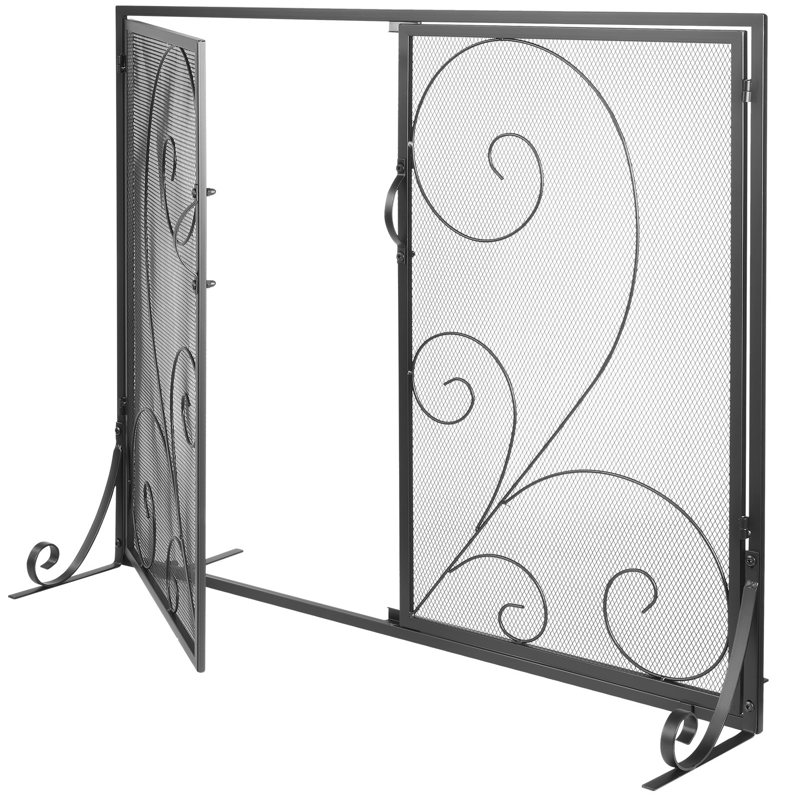 Pantalla para chimenea VEVOR de 1 panel con puerta, malla de hierro resistente, 99 cm (largo) x 80 cm (alto), fácil de instalar, rejilla cortafuegos independiente para sala de estar, decoración vintage.