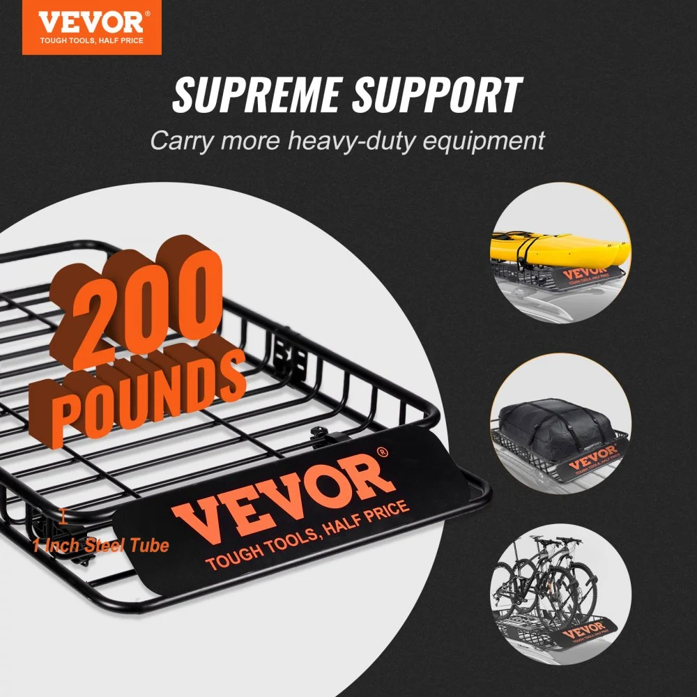 Portaequipajes de techo VEVOR, 162 x 99 x 15 cm, con extensión, de acero resistente, capacidad de 90 kg, universal, para SUV y camionetas.