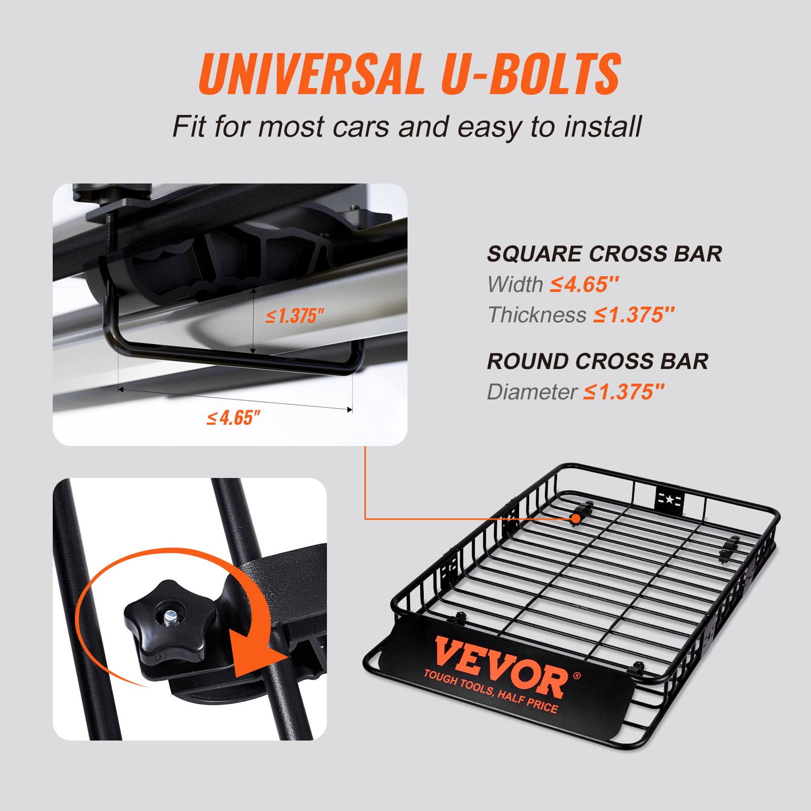 Portaequipajes de techo VEVOR, 162 x 99 x 15 cm, con extensión, de acero resistente, capacidad de 90 kg, universal, para SUV y camionetas.