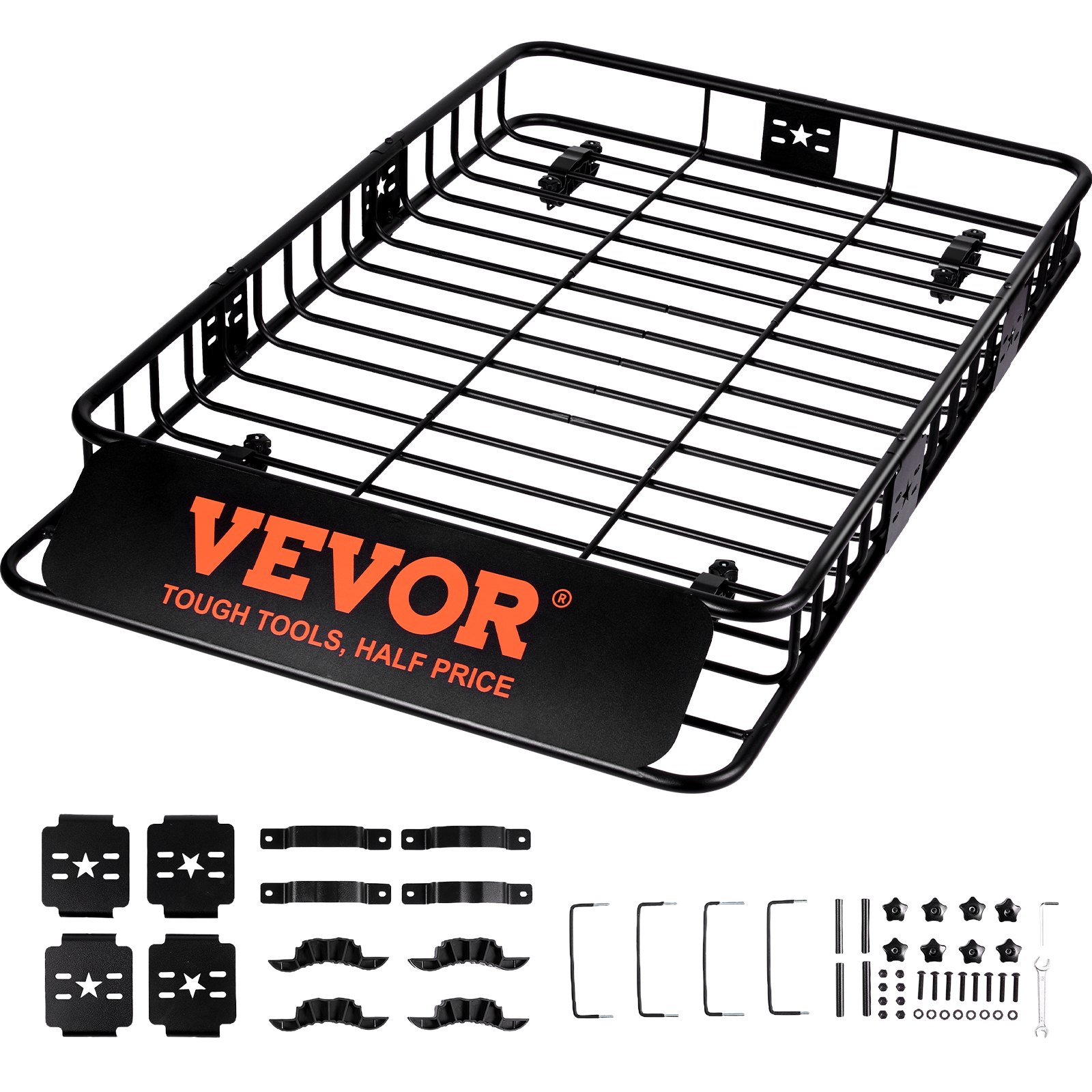 Portaequipajes de techo VEVOR, 162 x 99 x 15 cm, con extensión, de acero resistente, capacidad de 90 kg, universal, para SUV y camionetas.