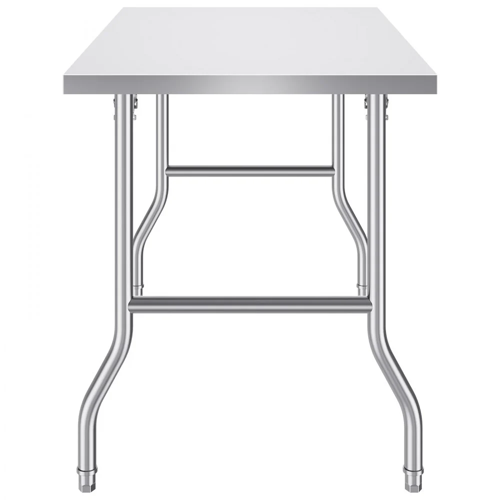 Mesa de preparación comercial plegable VEVOR, estación de trabajo comercial de 48 x 30 pulgadas, mesa plegable de acero inoxidable resistente con carga de 300 libras, mesa de trabajo de cocina, para el hogar, la cocina, el restaurante, el garaje
