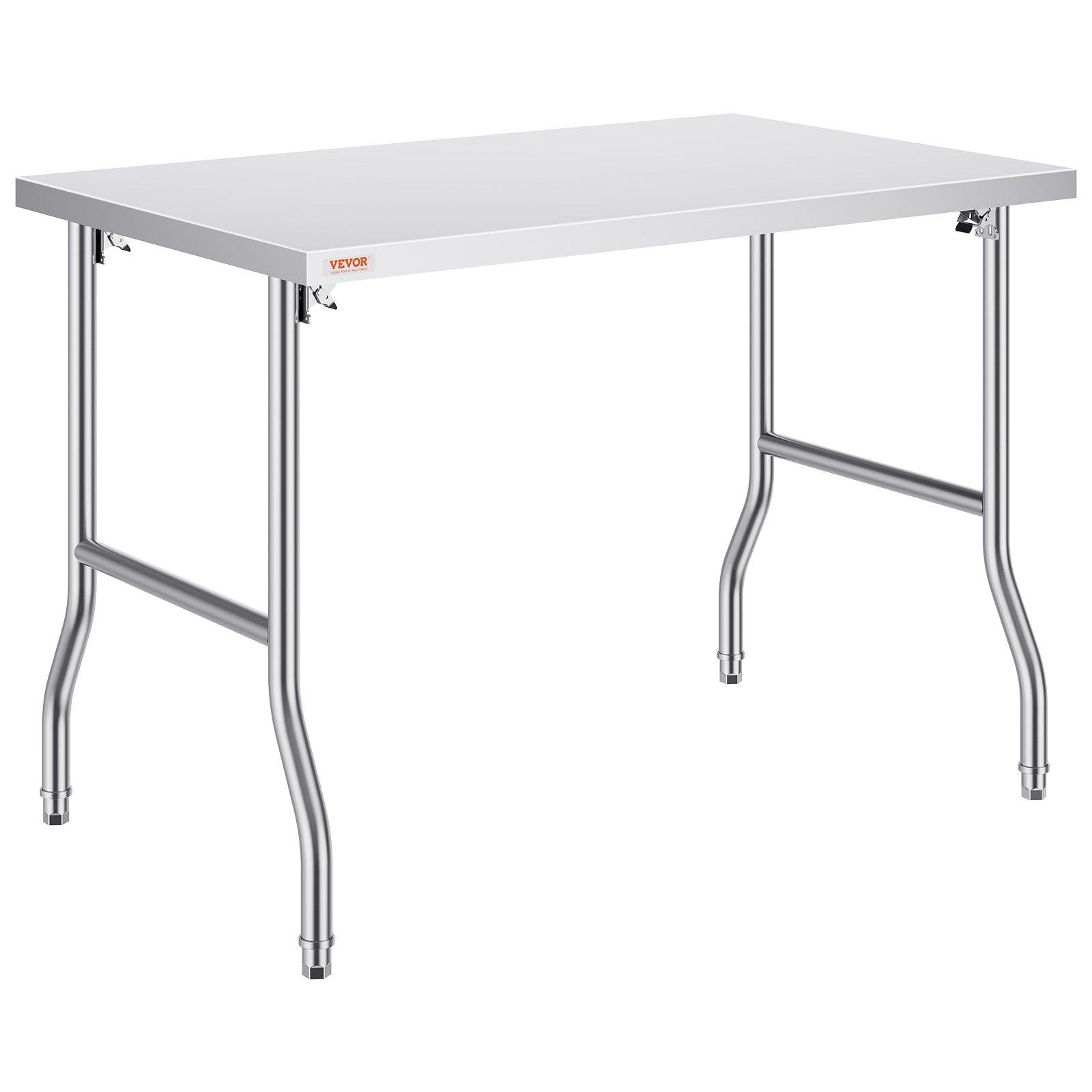 Mesa de preparación comercial plegable VEVOR, estación de trabajo comercial de 48 x 30 pulgadas, mesa plegable de acero inoxidable resistente con carga de 300 libras, mesa de trabajo de cocina, para el hogar, la cocina, el restaurante, el garaje