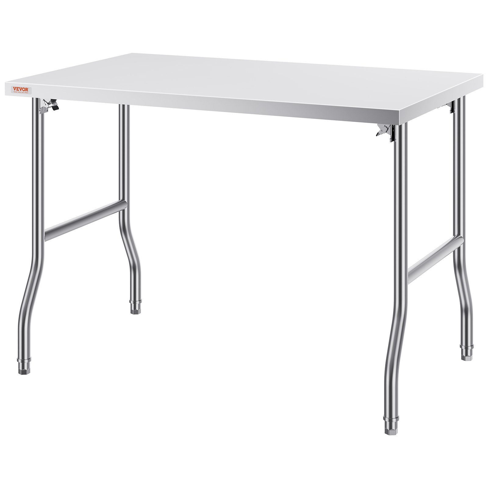 Mesa de preparación comercial plegable VEVOR, estación de trabajo comercial de 48 x 30 pulgadas, mesa plegable de acero inoxidable resistente con carga de 300 libras, mesa de trabajo de cocina, para el hogar, la cocina, el restaurante, el garaje