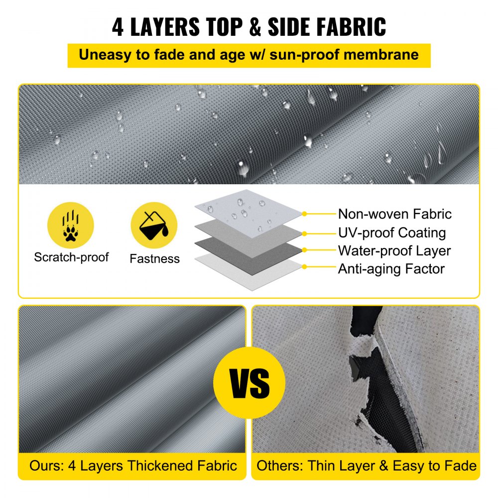 VEVOR Pop Up Camper Cover, apto para remolques de 16'-18', Ripstop 4 capas de tela no tejida plegable para remolque, resistente a los rayos UV, resistente al agua, cubierta de almacenamiento para caravana con 3 cuerdas a prueba de viento y 1 bolsa de almacenamiento, gris