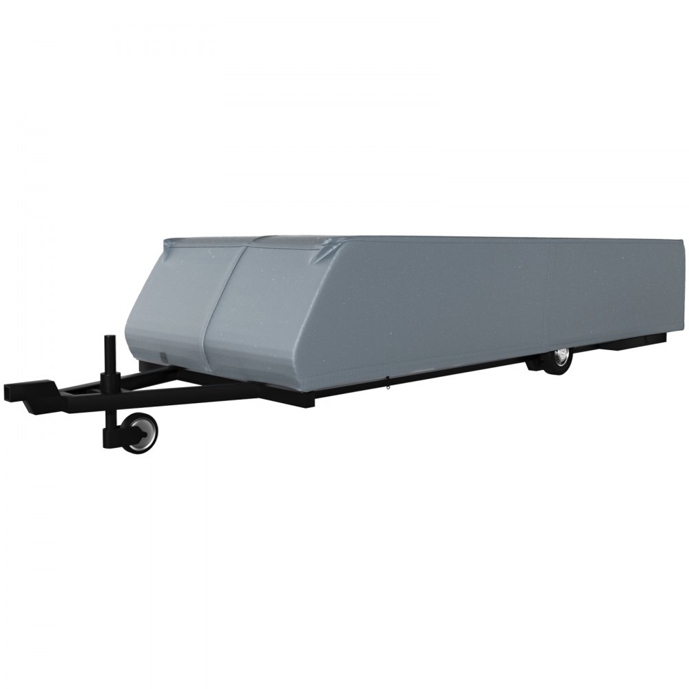 VEVOR Pop Up Camper Cover, apto para remolques de 16'-18', Ripstop 4 capas de tela no tejida plegable para remolque, resistente a los rayos UV, resistente al agua, cubierta de almacenamiento para caravana con 3 cuerdas a prueba de viento y 1 bolsa de almacenamiento, gris