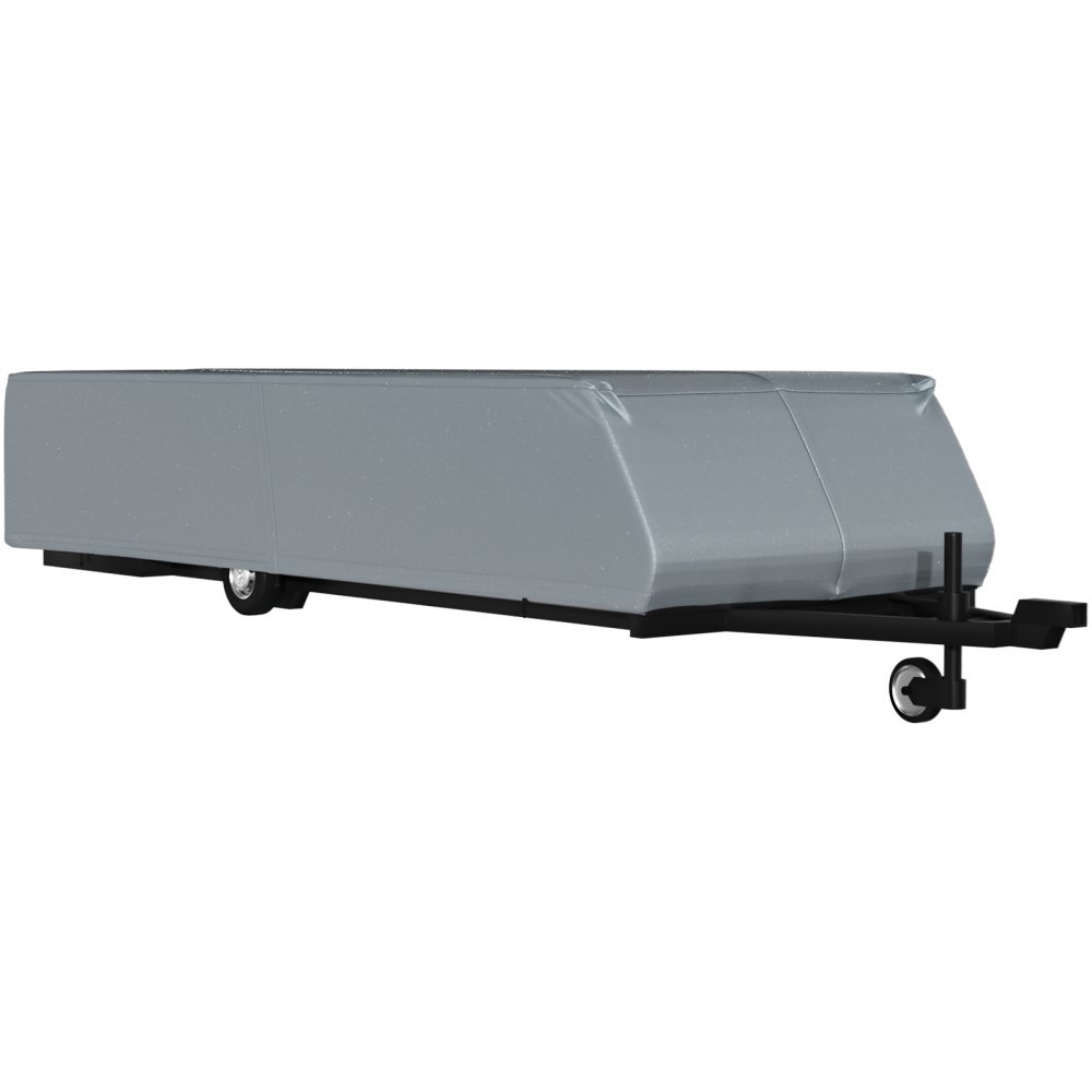 VEVOR Pop Up Camper Cover, apto para remolques de 16'-18', Ripstop 4 capas de tela no tejida plegable para remolque, resistente a los rayos UV, resistente al agua, cubierta de almacenamiento para caravana con 3 cuerdas a prueba de viento y 1 bolsa de almacenamiento, gris