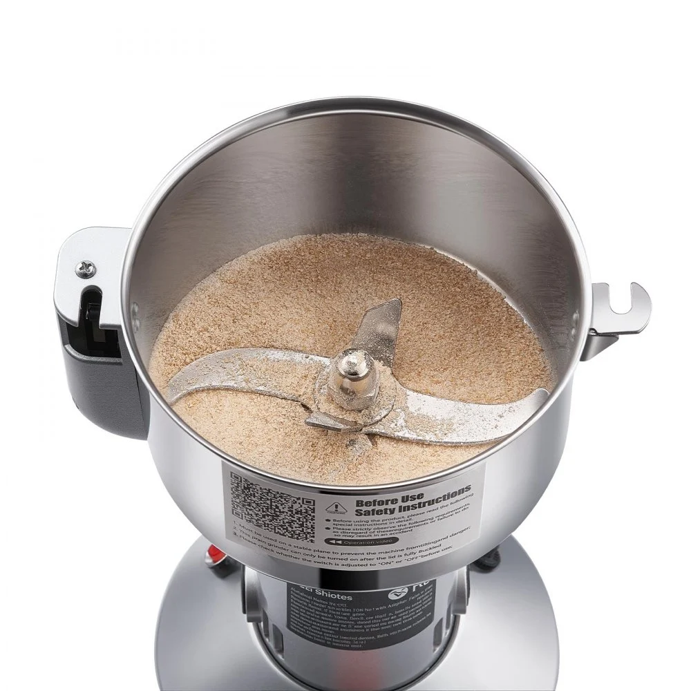 VEVOR 550g Electric Grain Mill Grinder, High Speed 2000W Commercial Spice Grinders, Stainless Steel Pulverizer Powder Machine, for Dry Grains Spices Cereals Coffee Corn Pepper, Straight Type