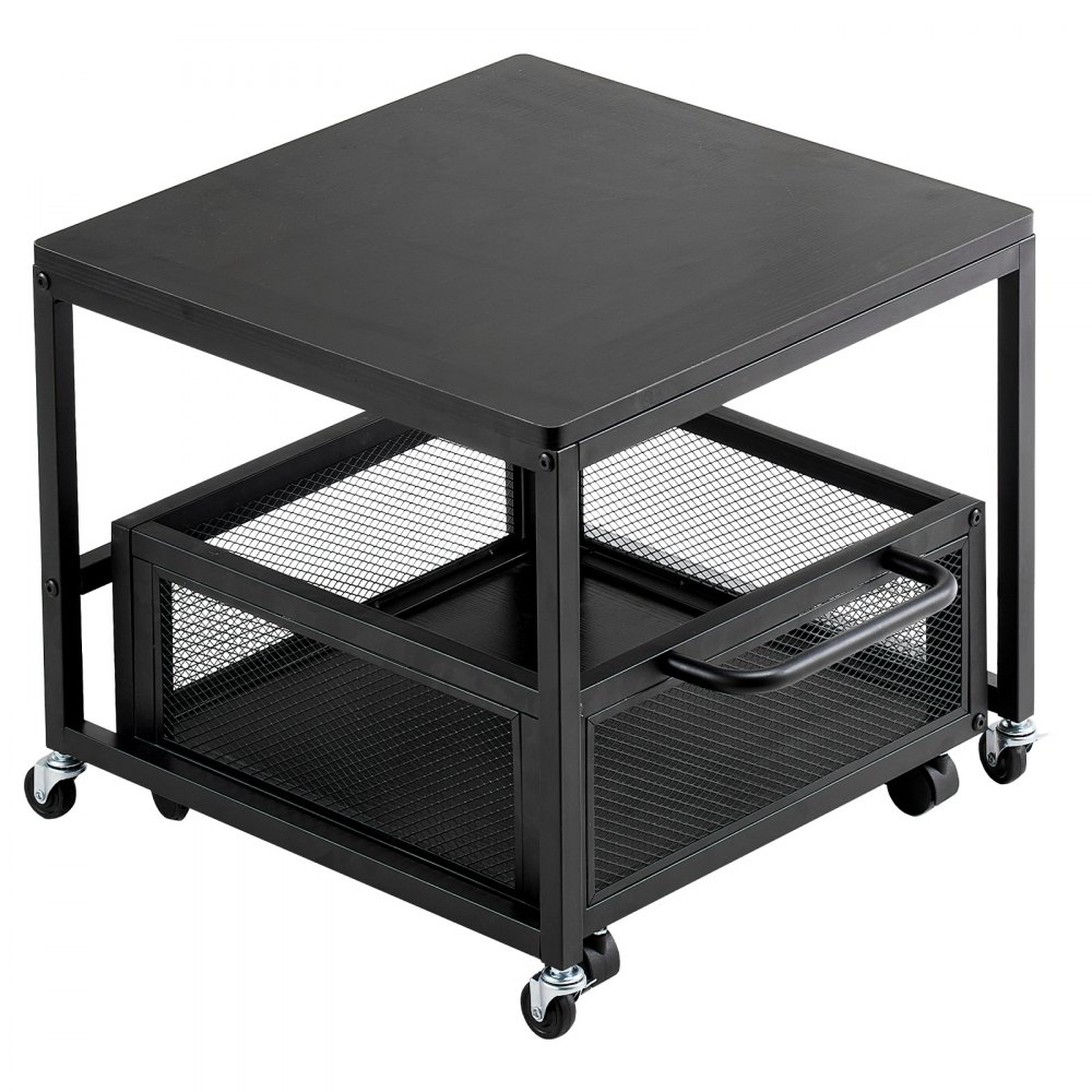 VEVOR - Mini refrigerador con soporte y almacenamiento, mesa de 89 kg con carrito de almacenamiento móvil y ruedas giratorias, soporte para bebidas, organizador para oficina, hogar y dormitorio, color negro