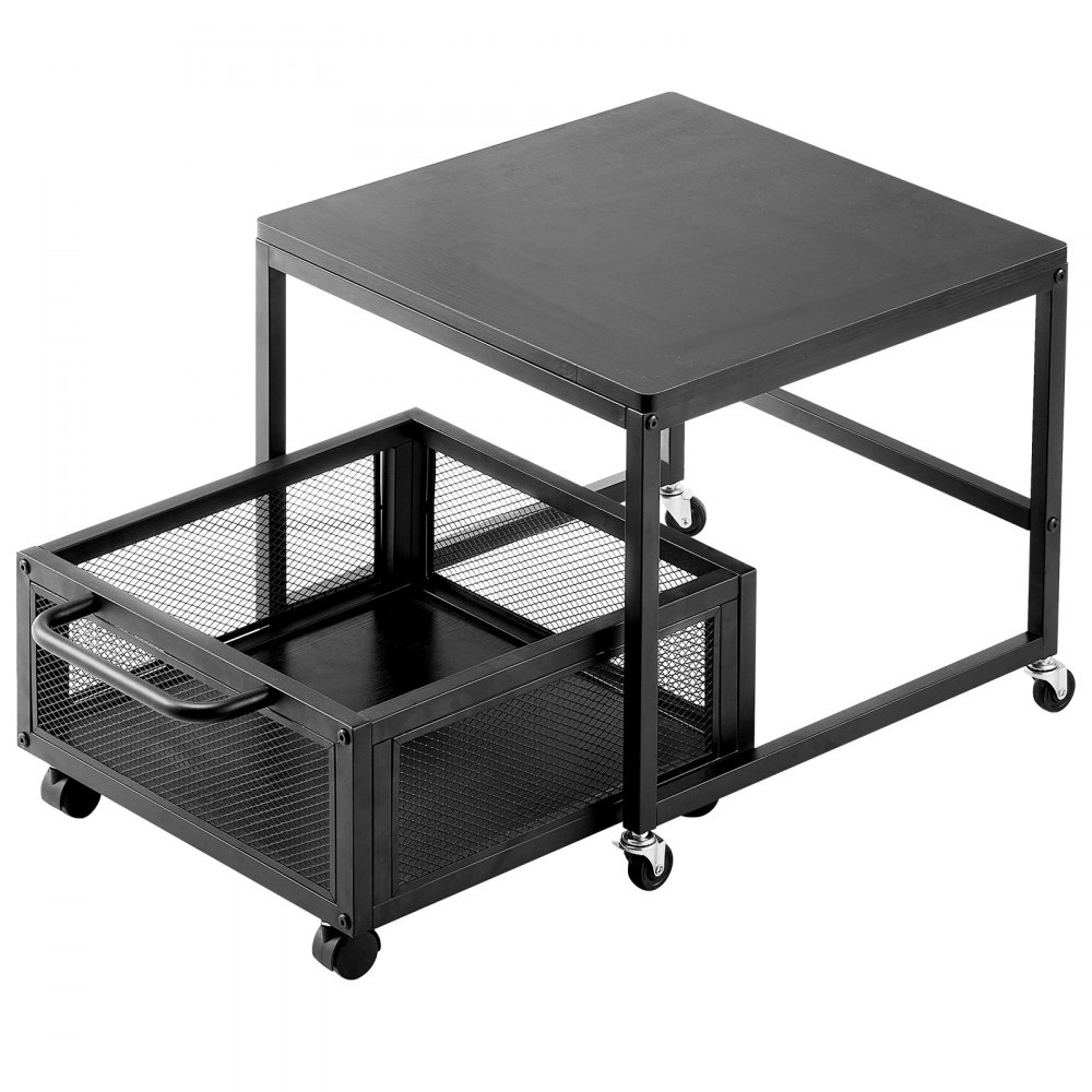 VEVOR - Mini refrigerador con soporte y almacenamiento, mesa de 89 kg con carrito de almacenamiento móvil y ruedas giratorias, soporte para bebidas, organizador para oficina, hogar y dormitorio, color negro