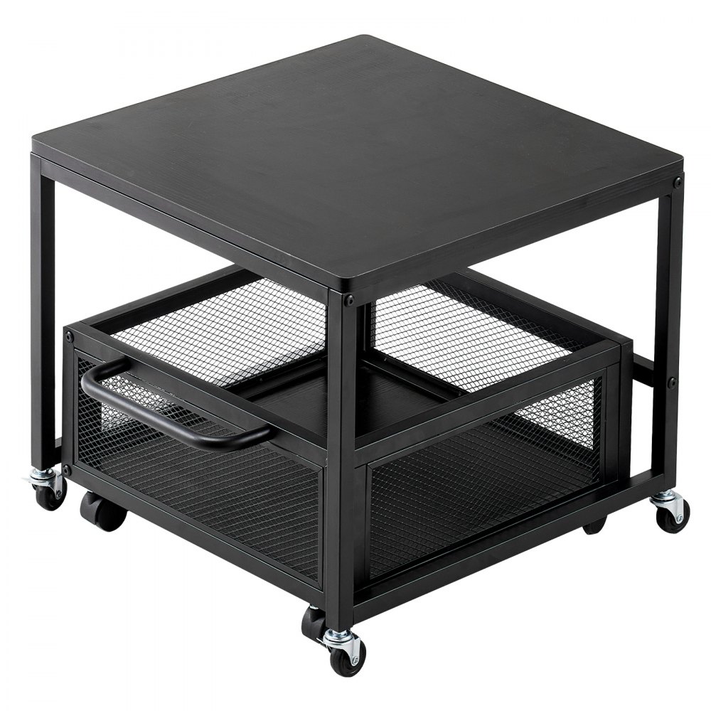 VEVOR - Mini refrigerador con soporte y almacenamiento, mesa de 89 kg con carrito de almacenamiento móvil y ruedas giratorias, soporte para bebidas, organizador para oficina, hogar y dormitorio, color negro