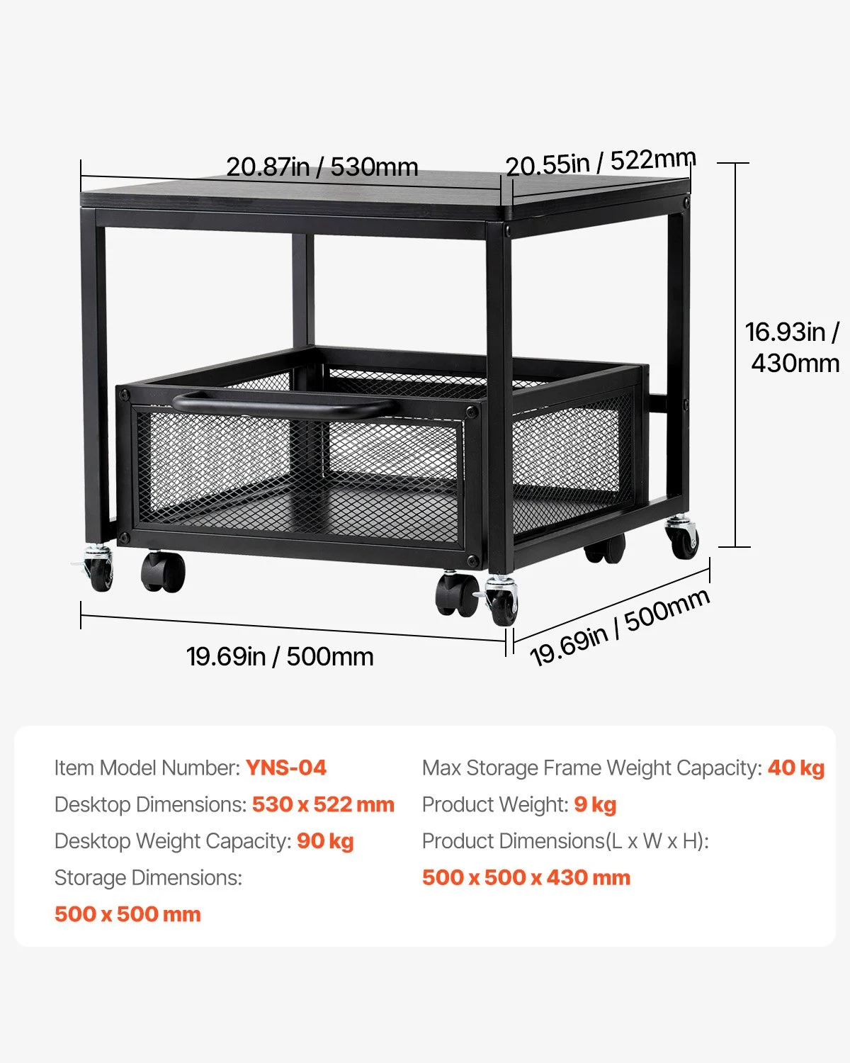 VEVOR - Mini refrigerador con soporte y almacenamiento, mesa de 89 kg con carrito de almacenamiento móvil y ruedas giratorias, soporte para bebidas, organizador para oficina, hogar y dormitorio, color negro