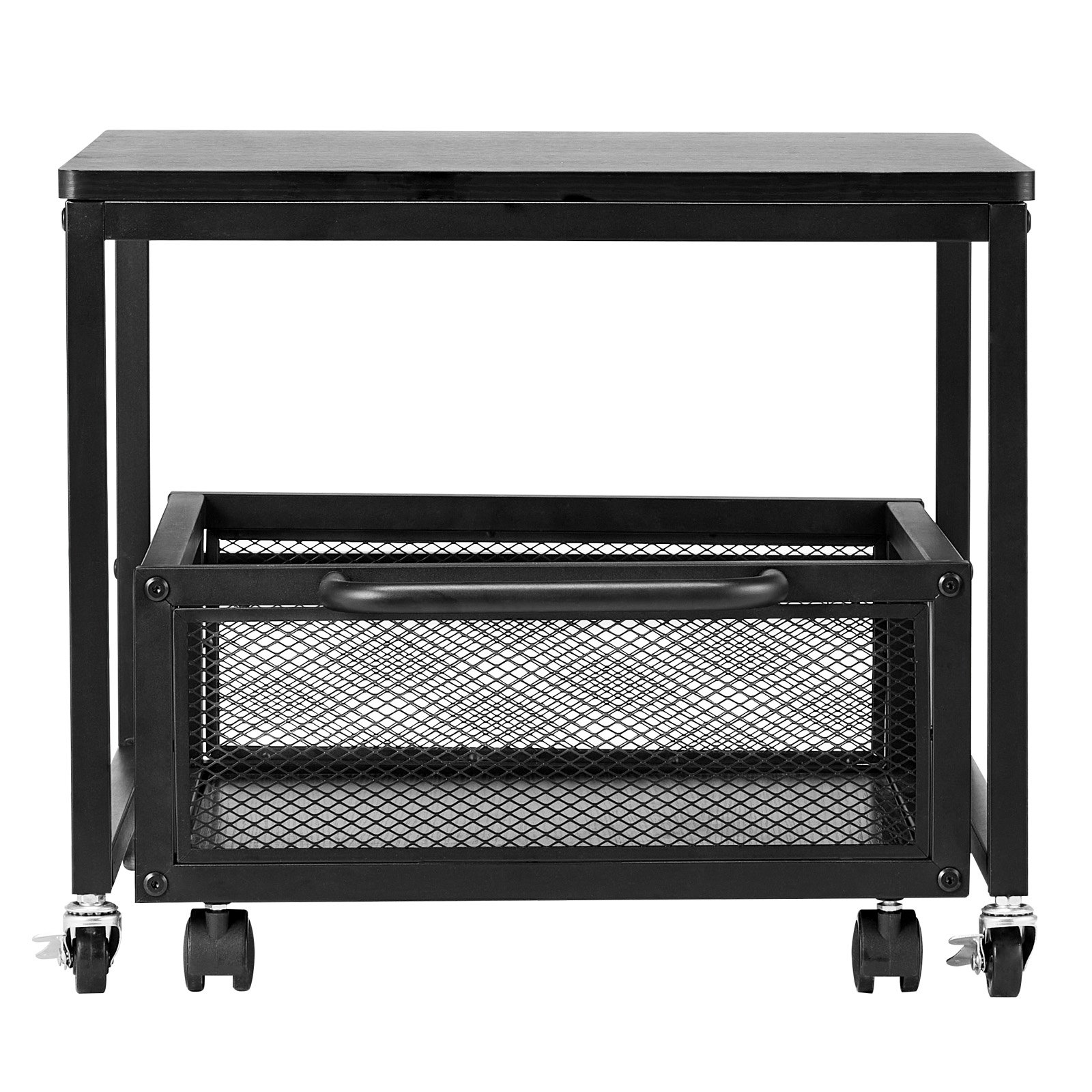 VEVOR - Mini refrigerador con soporte y almacenamiento, mesa de 89 kg con carrito de almacenamiento móvil y ruedas giratorias, soporte para bebidas, organizador para oficina, hogar y dormitorio, color negro