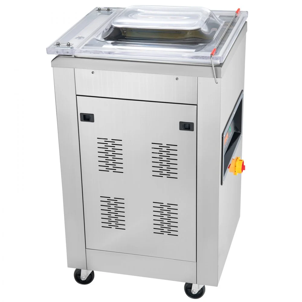 Selladora al vacío de cámara VEVOR, 900 W de potencia, ideal para alimentos húmedos, carnes, marinadas y más. Tamaño compacto con una longitud de sellado de 40 cm (15,7 pulgadas). Apta para uso doméstico y comercial.