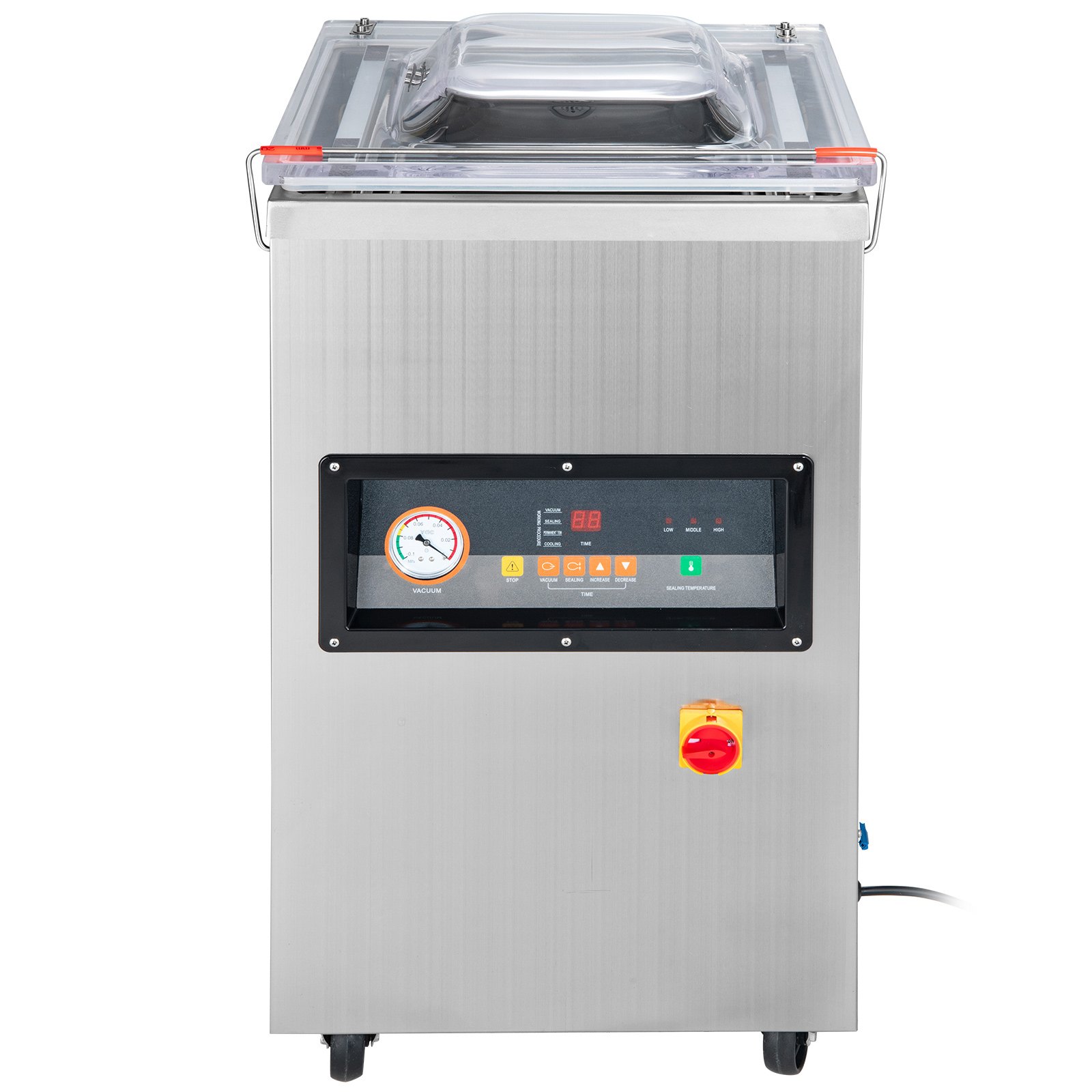 Selladora al vacío de cámara VEVOR, 900 W de potencia, ideal para alimentos húmedos, carnes, marinadas y más. Tamaño compacto con una longitud de sellado de 40 cm (15,7 pulgadas). Apta para uso doméstico y comercial.