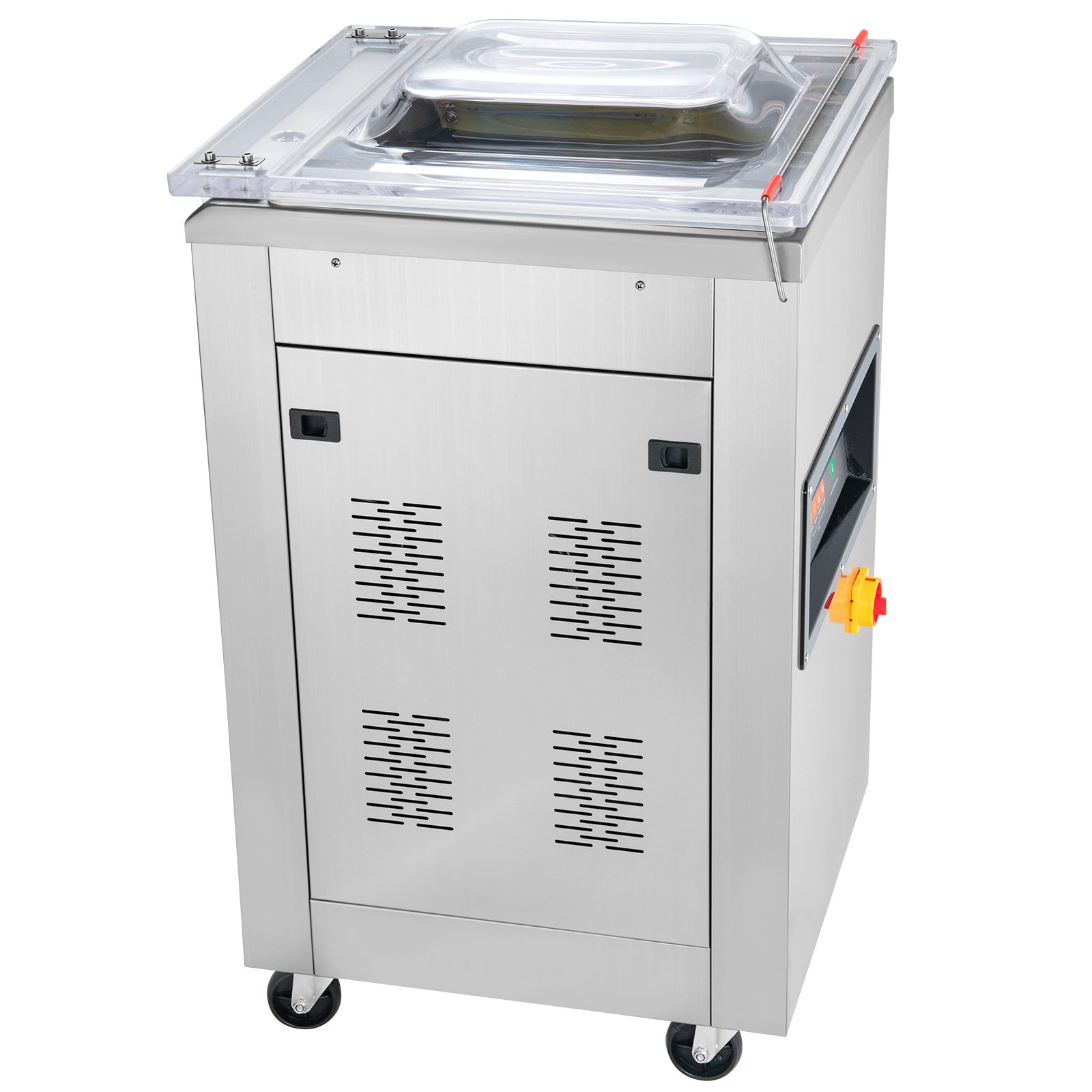 Selladora al vacío de cámara VEVOR, 900 W de potencia, ideal para alimentos húmedos, carnes, marinadas y más. Tamaño compacto con una longitud de sellado de 40 cm (15,7 pulgadas). Apta para uso doméstico y comercial.
