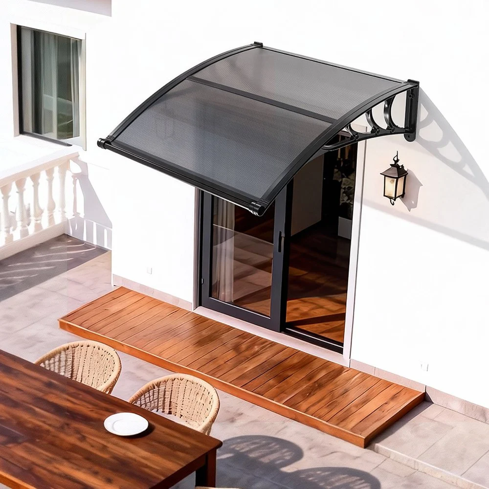 VEVOR Awnings for Door Entrance, 38 x 40 in, Exterior Front Door Window Awnings with Drainage & ABS Bracket, Rain Snow Sun Protection, Overhang Polycarbonate Door Canopy for Porch Patio, Smoky Gray