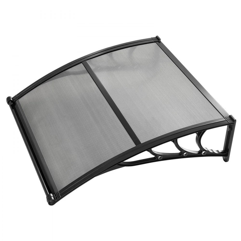 VEVOR Awnings for Door Entrance, 38 x 40 in, Exterior Front Door Window Awnings with Drainage & ABS Bracket, Rain Snow Sun Protection, Overhang Polycarbonate Door Canopy for Porch Patio, Smoky Gray