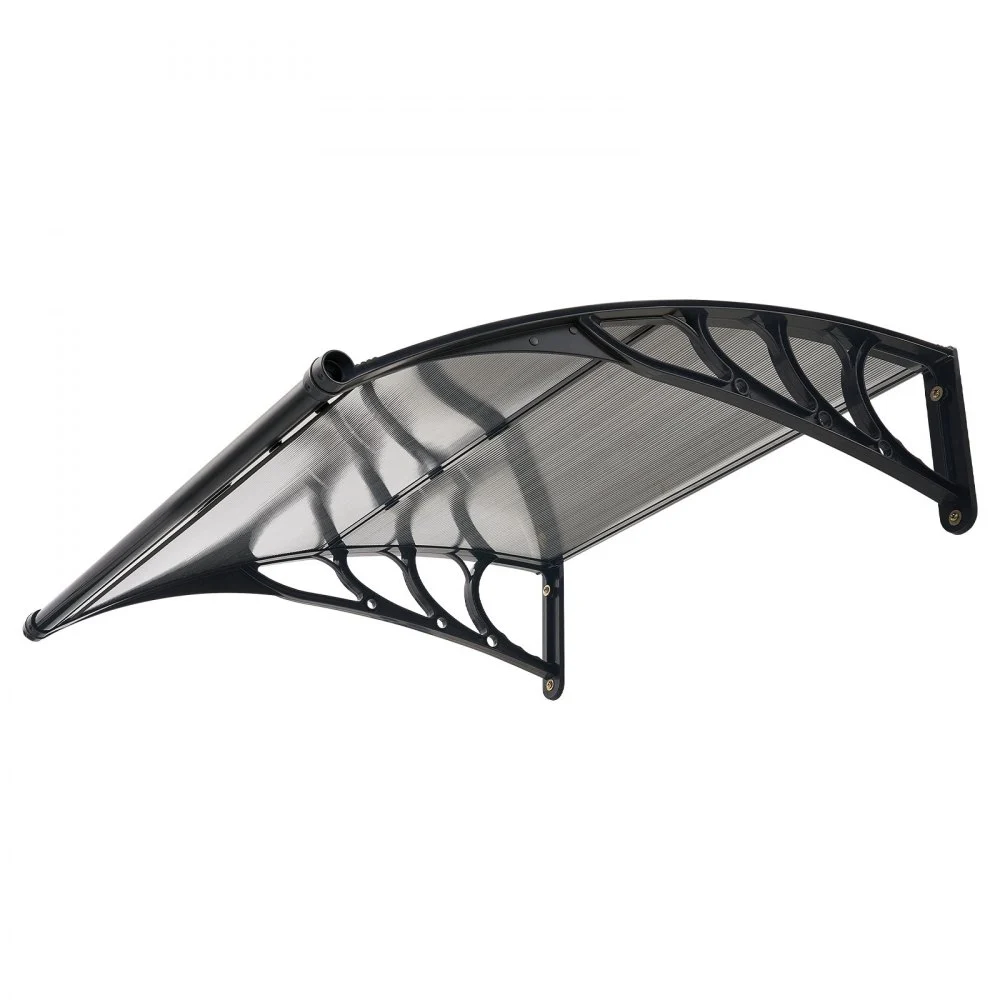 VEVOR Awnings for Door Entrance, 38 x 40 in, Exterior Front Door Window Awnings with Drainage & ABS Bracket, Rain Snow Sun Protection, Overhang Polycarbonate Door Canopy for Porch Patio, Smoky Gray