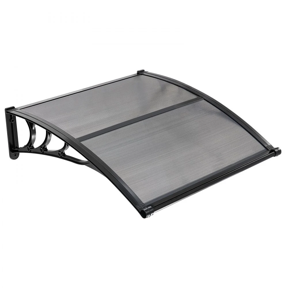 VEVOR Awnings for Door Entrance, 38 x 40 in, Exterior Front Door Window Awnings with Drainage & ABS Bracket, Rain Snow Sun Protection, Overhang Polycarbonate Door Canopy for Porch Patio, Smoky Gray