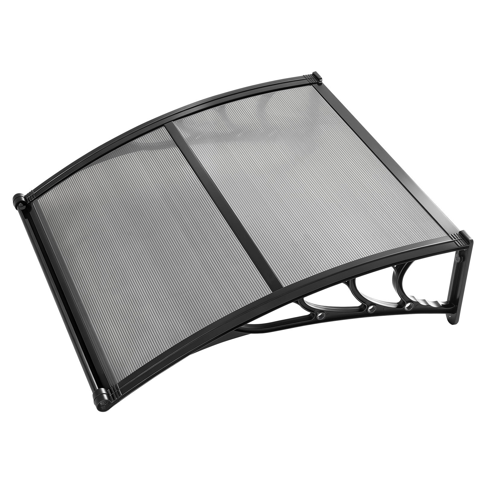 VEVOR Awnings for Door Entrance, 38 x 40 in, Exterior Front Door Window Awnings with Drainage & ABS Bracket, Rain Snow Sun Protection, Overhang Polycarbonate Door Canopy for Porch Patio, Smoky Gray