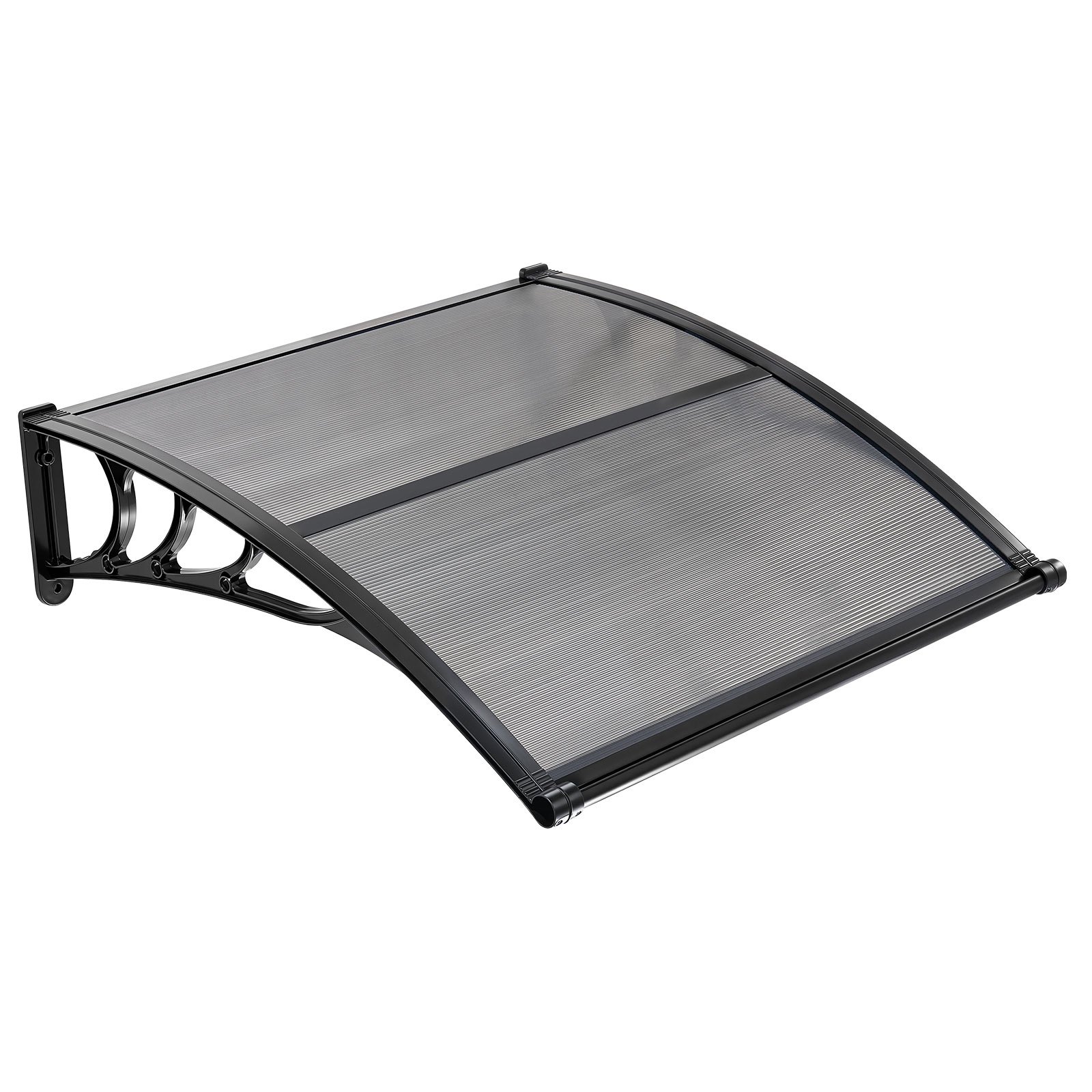 VEVOR Awnings for Door Entrance, 38 x 40 in, Exterior Front Door Window Awnings with Drainage & ABS Bracket, Rain Snow Sun Protection, Overhang Polycarbonate Door Canopy for Porch Patio, Smoky Gray