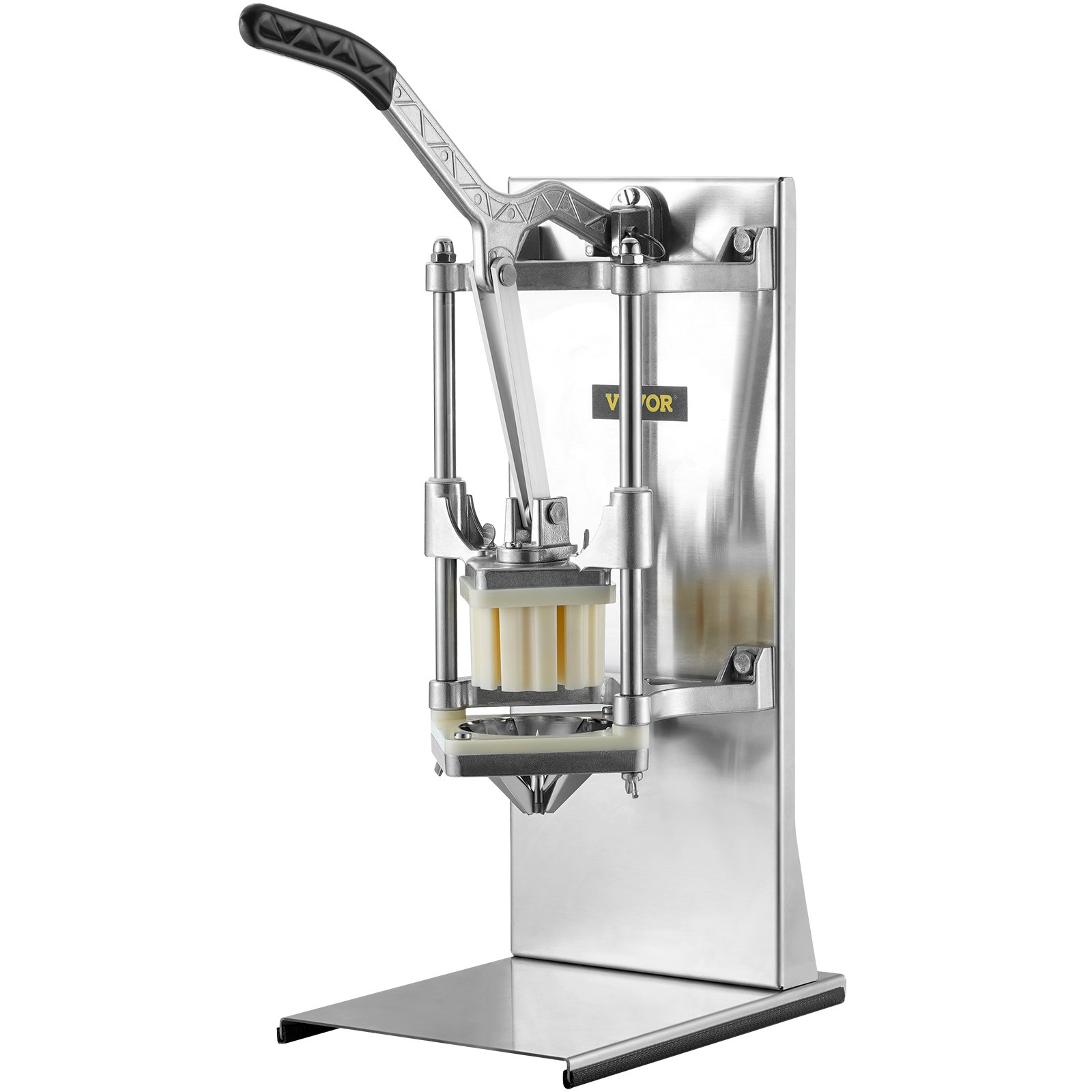 Cortador de papas fritas comercial VEVOR con 4 cuchillas de repuesto, cuchillas de 1/4″ y 3/8″, cortador de dados fácil, rebanador de 6 gajos y descorazonador de manzanas de 6 gajos, cortador de papas con limón para papas fritas con mango extendido