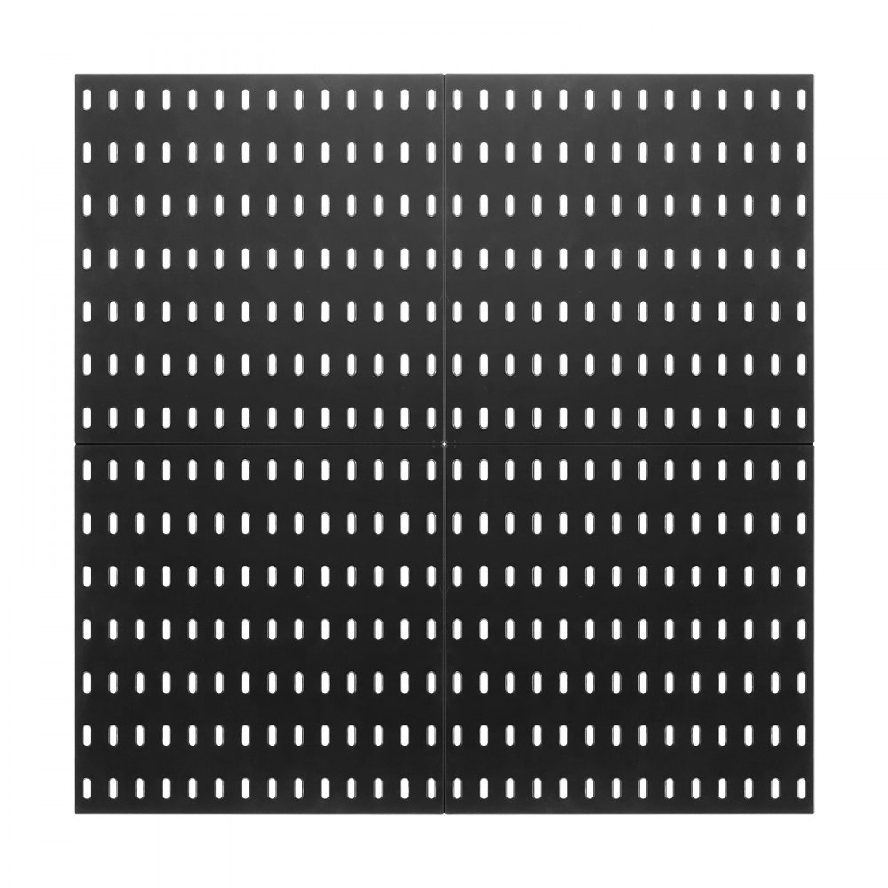 Kit de tablero perforado VEVOR, tablero perforado de plástico de 28 x 28 cm, 4 paneles, organizador de pared con accesorios, para garaje, almacenamiento de herramientas, cocina, sala de estar, sala de manualidades, oficina, baño, hogar, color negro