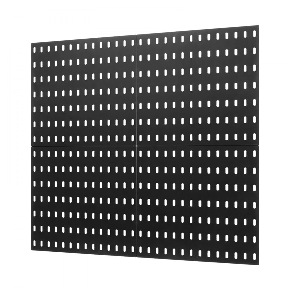 Kit de tablero perforado VEVOR, tablero perforado de plástico de 28 x 28 cm, 4 paneles, organizador de pared con accesorios, para garaje, almacenamiento de herramientas, cocina, sala de estar, sala de manualidades, oficina, baño, hogar, color negro