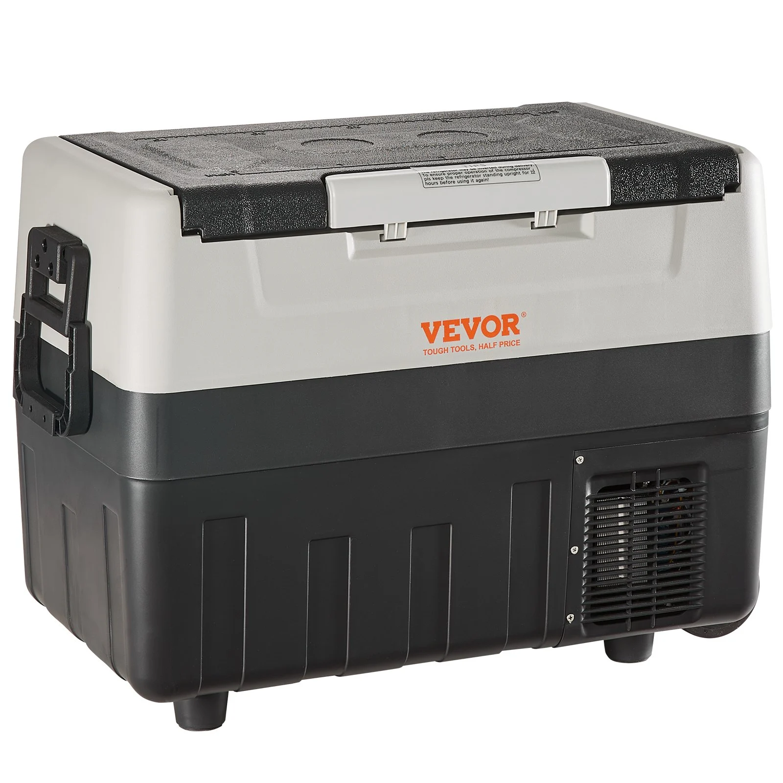 Refrigerador para coche VEVOR de 12 voltios, congelador portátil de doble zona de 48 cuartos/45 litros, rango ajustable de -20 °C a 10 °C, compresor de 12/24 V CC y 100-240 V CA para exteriores, camping, viajes y autocaravanas.