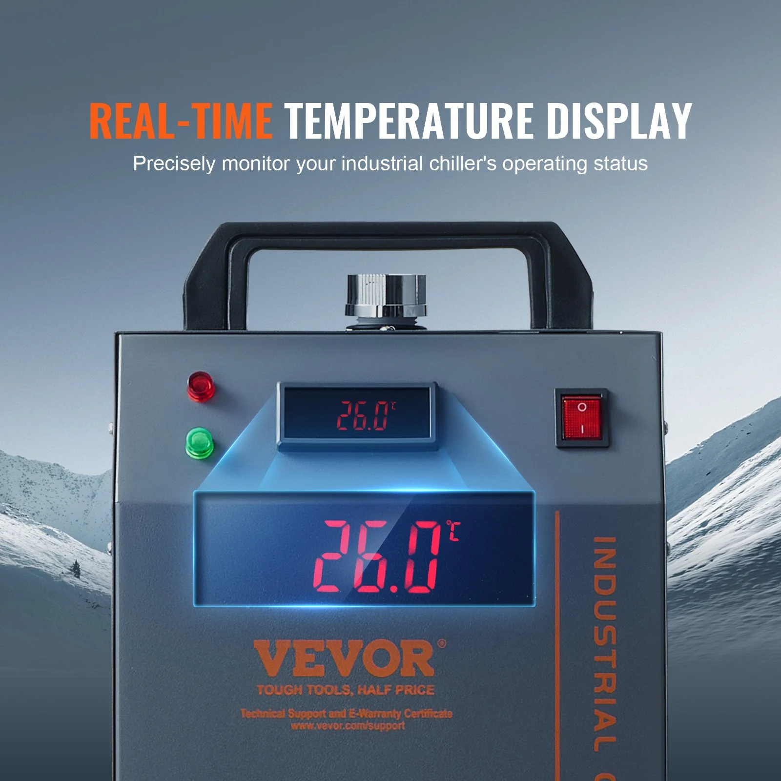 Enfriador de agua industrial VEVOR CW-3000, 80 W, refrigerado por aire, con tanque de agua de 12 L y caudal máximo de 12 L/min, para máquinas de grabado láser.