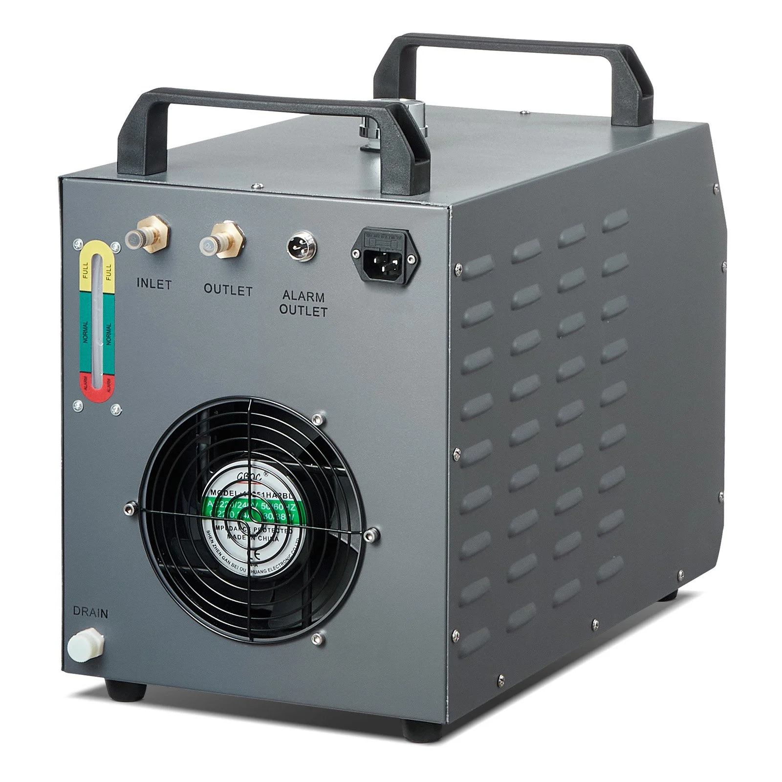 Enfriador de agua industrial VEVOR CW-3000, 80 W, refrigerado por aire, con tanque de agua de 12 L y caudal máximo de 12 L/min, para máquinas de grabado láser.