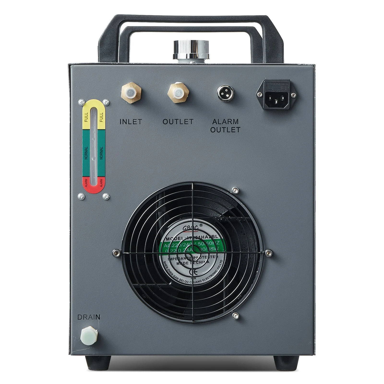 Enfriador de agua industrial VEVOR CW-3000, 80 W, refrigerado por aire, con tanque de agua de 12 L y caudal máximo de 12 L/min, para máquinas de grabado láser.