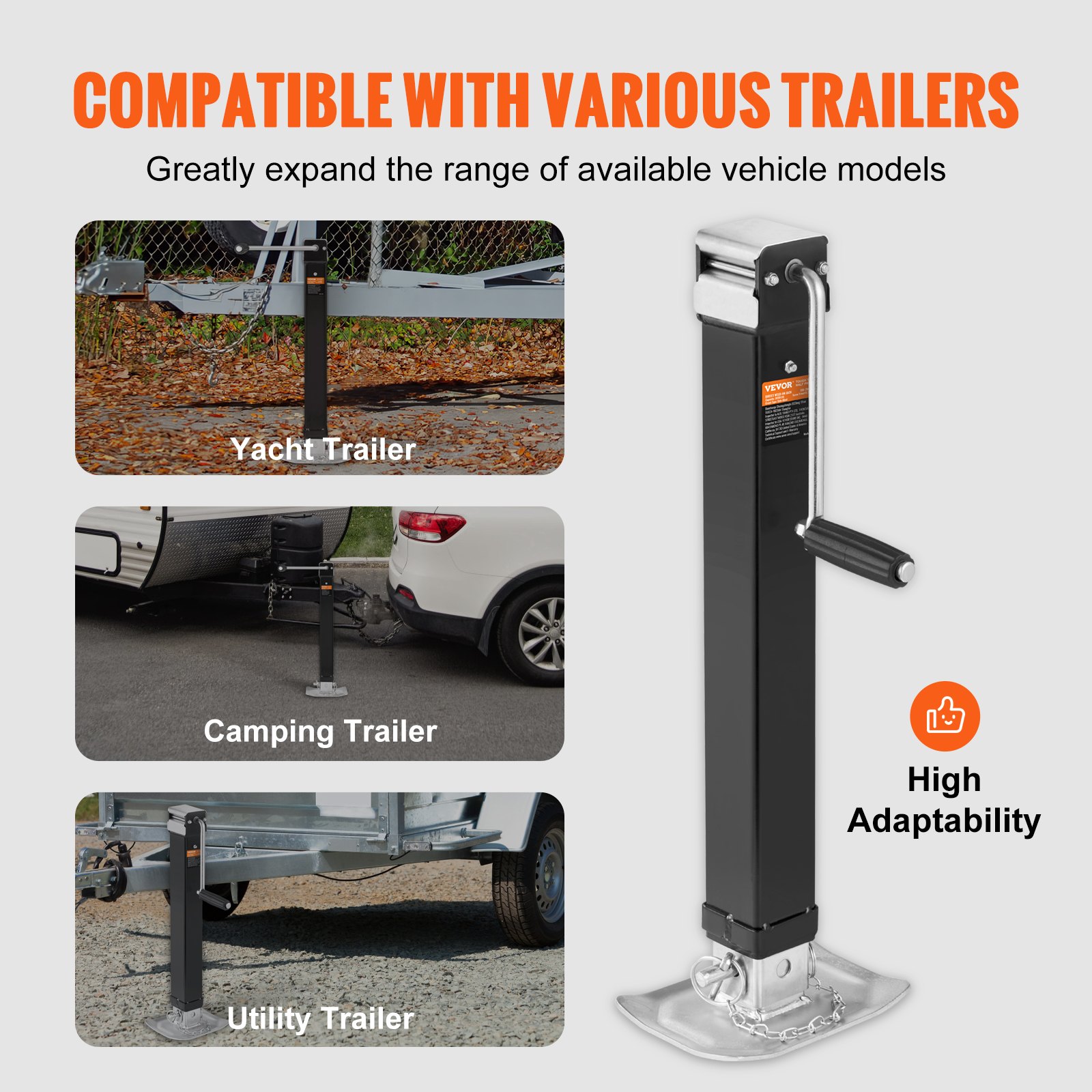Gato de remolque VEVOR, gato de remolque soldable con capacidad de peso de 8000 lb, soporte de gato de remolque con asa para levantar remolques de RV, remolques para caballos, remolques utilitarios y remolques para yates