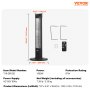 Calefactor infrarrojo VEVOR de 1500 W con control remoto, calefactor eléctrico para patio con 3 velocidades, temporizador y protección antivuelco, ideal para dormitorio, estudio, porche, comedor, estudio, soporte, 101 cm de largo.
