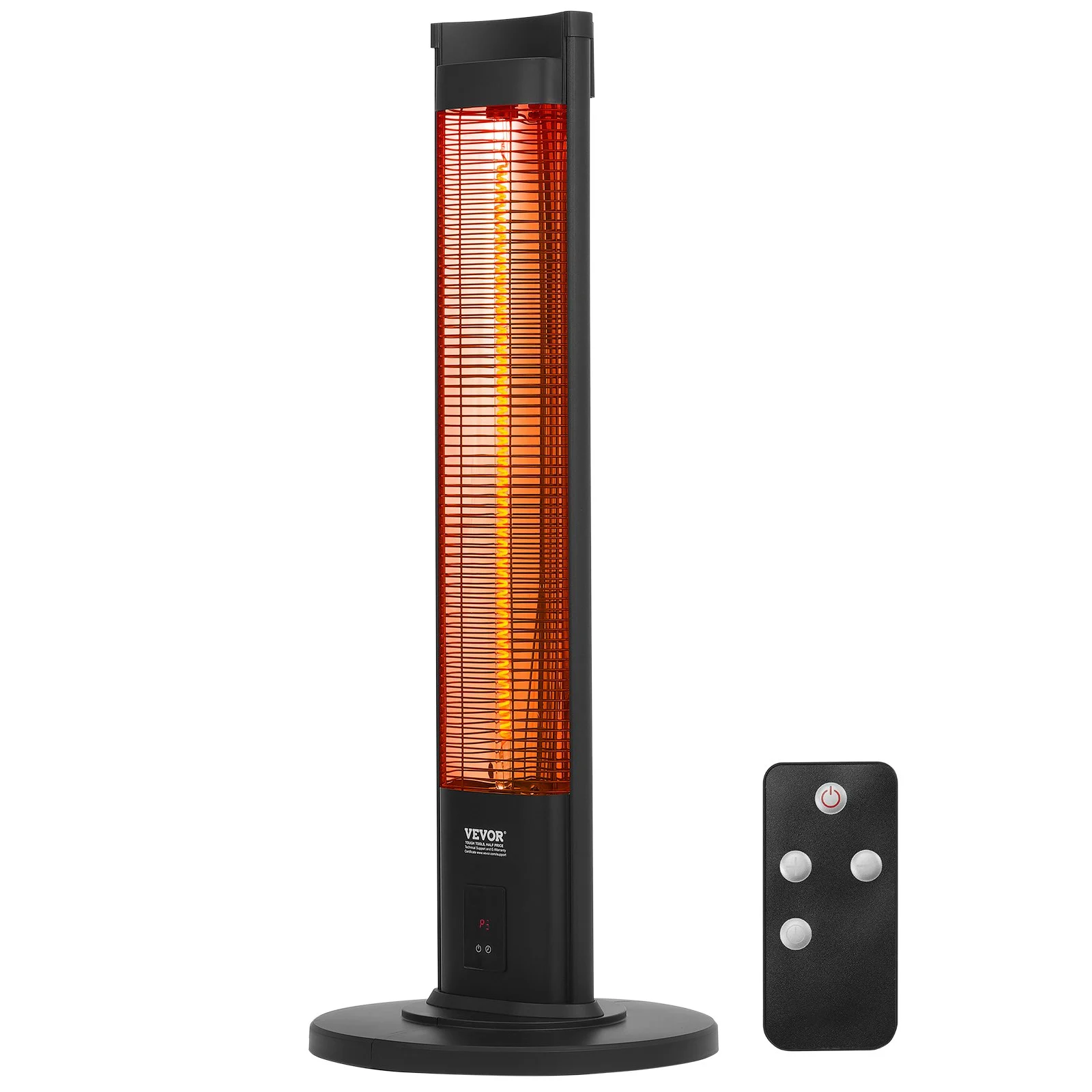 Calefactor infrarrojo VEVOR de 1500 W con control remoto, calefactor eléctrico para patio con 3 velocidades, temporizador y protección antivuelco, ideal para dormitorio, estudio, porche, comedor, estudio, soporte, 101 cm de largo.