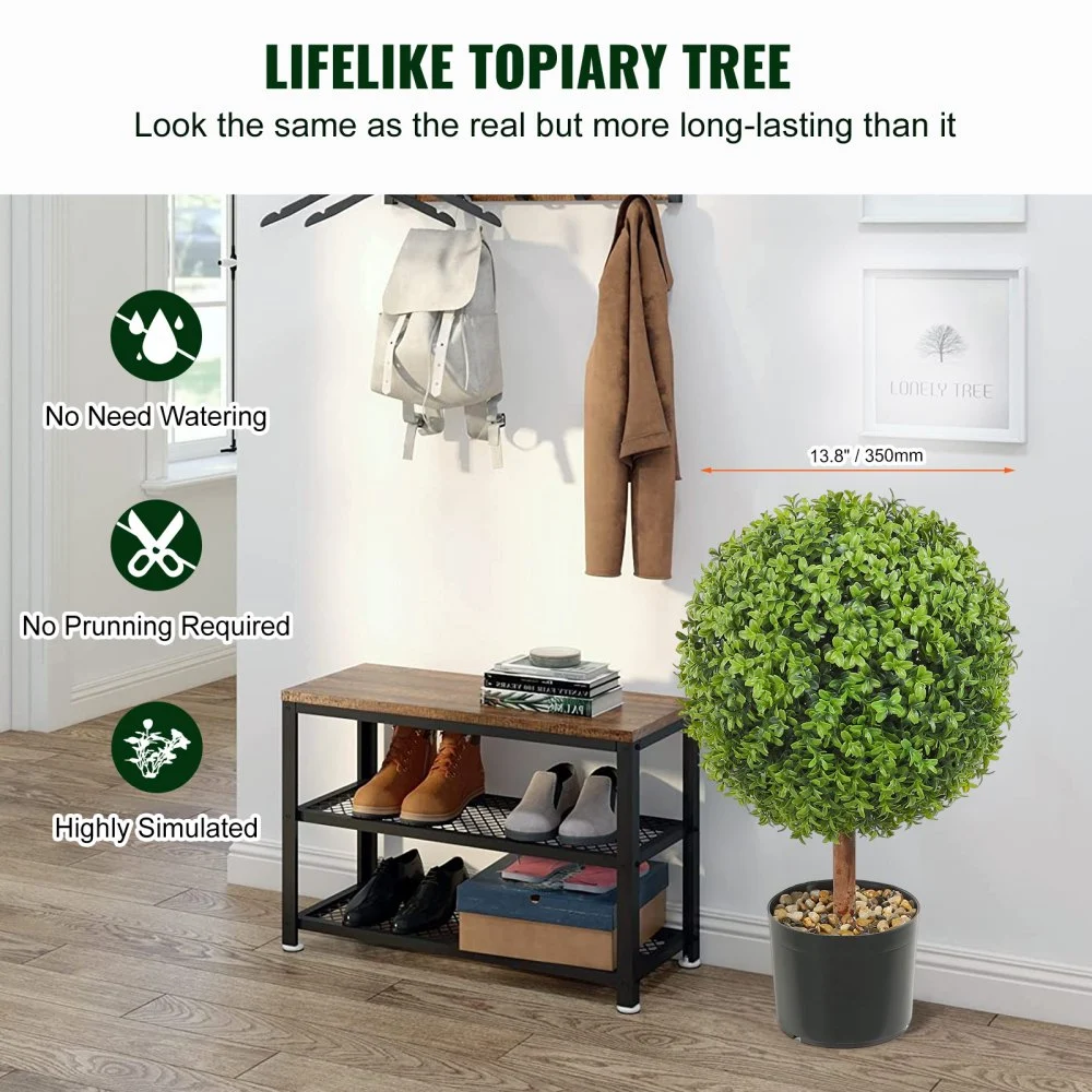 VEVOR 2x Bolas de Boj Artificiales Ø40,6 cm Decoración de Jardín Boj en Maceta Bola de Boj Artificial Planta Artificial de PE, Madera y PP Incluye 4 mariposas decorativas y 10 piezas de repuesto