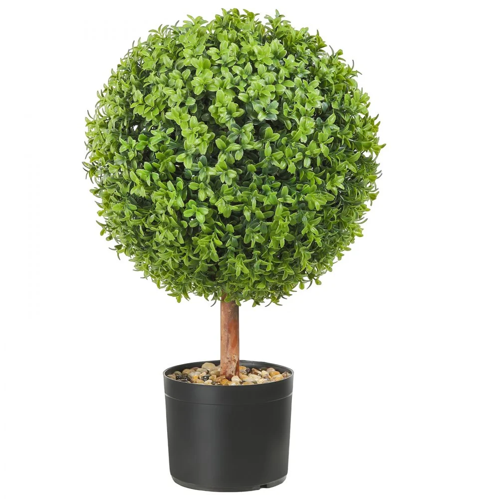 VEVOR 2x Bolas de Boj Artificiales Ø40,6 cm Decoración de Jardín Boj en Maceta Bola de Boj Artificial Planta Artificial de PE, Madera y PP Incluye 4 mariposas decorativas y 10 piezas de repuesto