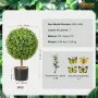 VEVOR 2x Bolas de Boj Artificiales Ø40,6 cm Decoración de Jardín Boj en Maceta Bola de Boj Artificial Planta Artificial de PE, Madera y PP Incluye 4 mariposas decorativas y 10 piezas de repuesto