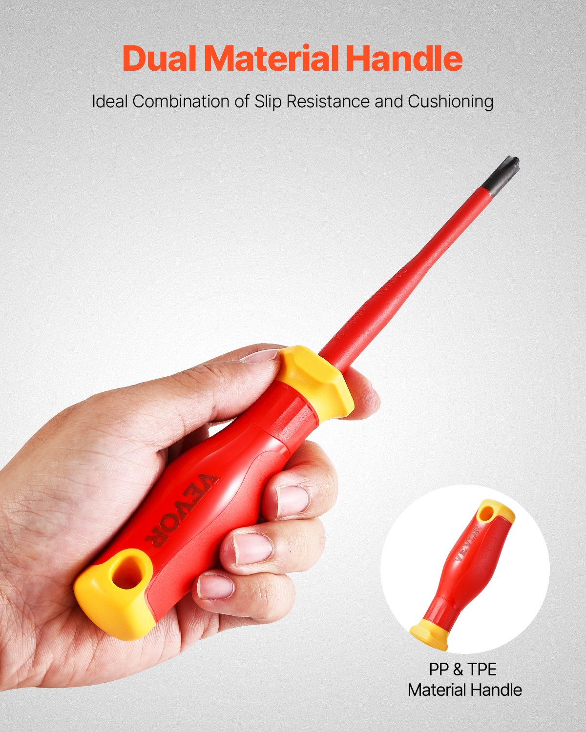 Juego de destornilladores aislados VEVOR, 50 piezas, herramienta profesional para electricistas, 1000 V, con puntas magnéticas, llave hexagonal con mango en T, destornillador y comprobador de voltaje unipolar.