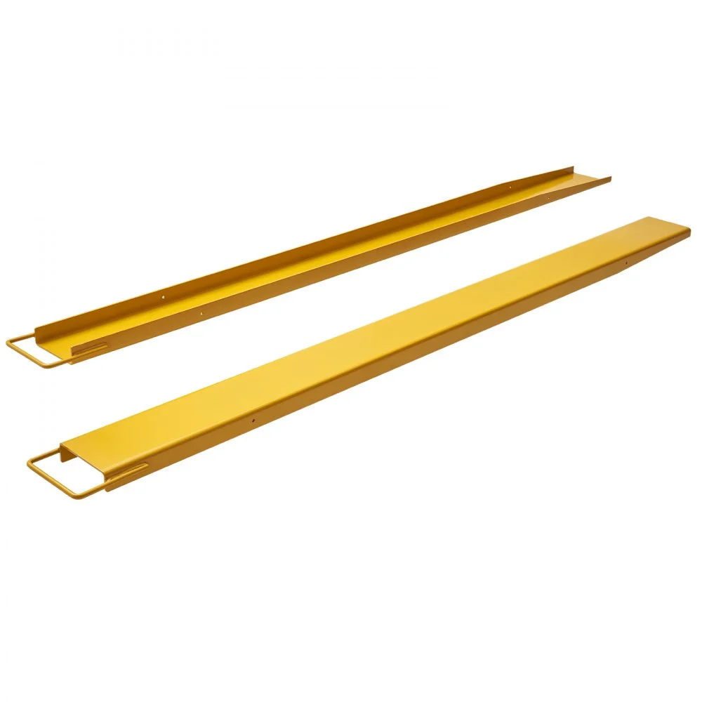 Extensiones de horquilla para palés VEVOR, 96" de largo x 6.5" de ancho, de acero al carbono de alta resistencia para montacargas, 1 par, accesorios industriales para montacargas, color amarillo
