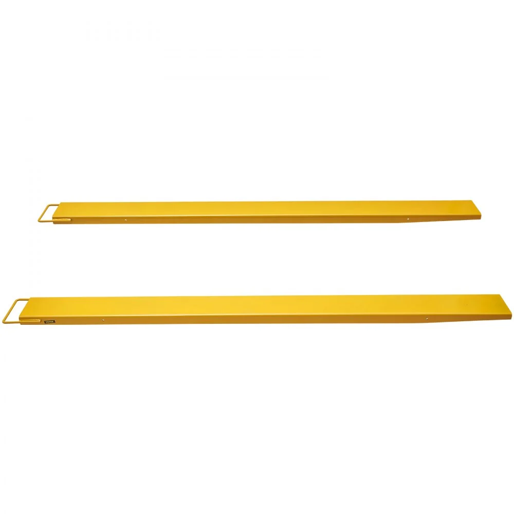 Extensiones de horquilla para palés VEVOR, 96" de largo x 6.5" de ancho, de acero al carbono de alta resistencia para montacargas, 1 par, accesorios industriales para montacargas, color amarillo