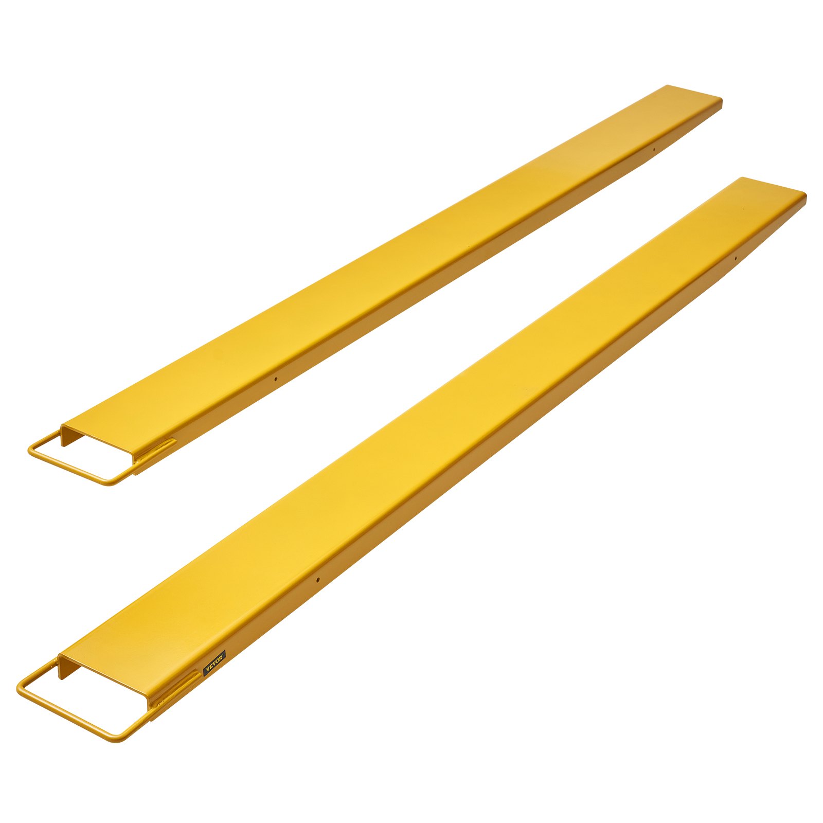 Extensiones de horquilla para palés VEVOR, 96" de largo x 6.5" de ancho, de acero al carbono de alta resistencia para montacargas, 1 par, accesorios industriales para montacargas, color amarillo